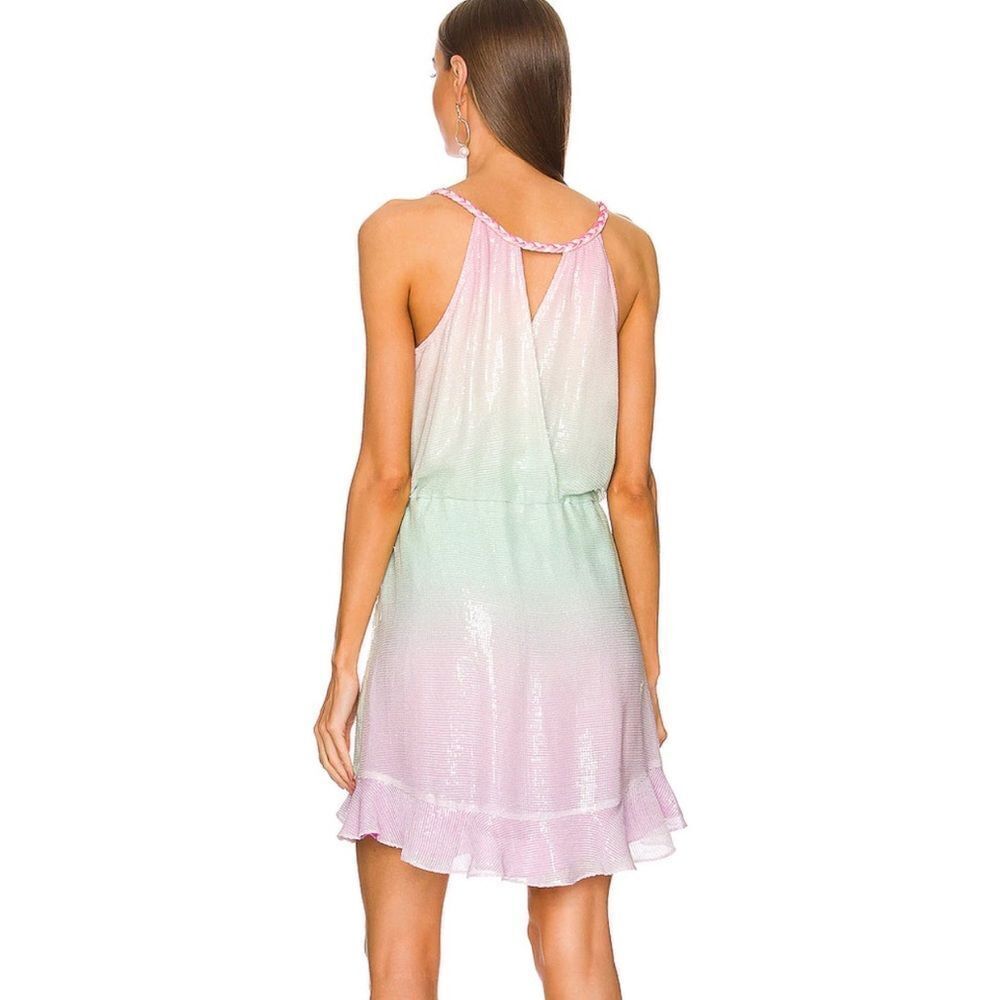 NWT Rococo Sand Pax Wrap Mini Dress in Unicorn Tricolor Large Revolve - Picture 7 of 16